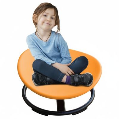 25" W Sensory Spinning Chair for Autistic Kids with Non-slip Feet, Kids Sensory Swivel Chair with Ball Bearings for Vestibular Training, ADHD Sensory Toy with Thickened Edges for Playroom Home,Orange