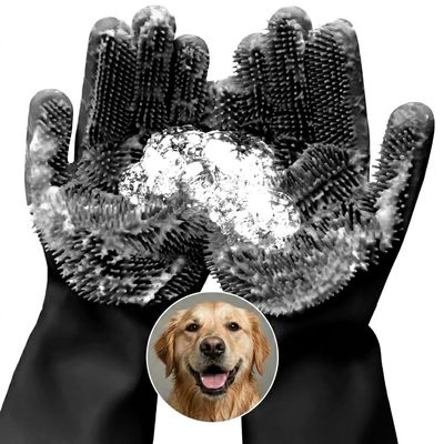 Dog Hair Removal Products Cat & Dog Shampoo Gloves with 3000 Soft Bristles, 2-in-1 Dog Bath Gloves 11.6", Durable Silicone, Saves Shampoo | Massage, Grooming & Clean Wet or Dry, Every Breed (Black)
