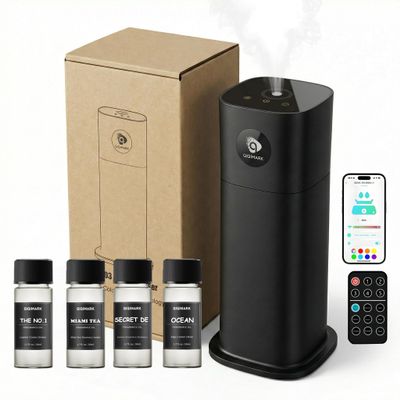 24 fl oz/700ml Waterless Essential Oil Diffuser for Large Rooms, Covers Up to 3000 Sq Ft, Dual Atomizing Cores, APP & Remote Control, 99 Mist Levels, USB-C, RGB Night Light, Includes 450ml Oils