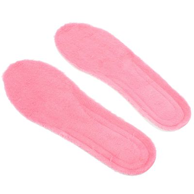 HOMSFOU Winter Warm Insoles for Women, Thick Fleece Shoe Inserts with Self-Heating Soft Cushion, Removable Pink Size 35-36 for Boots and Slippers