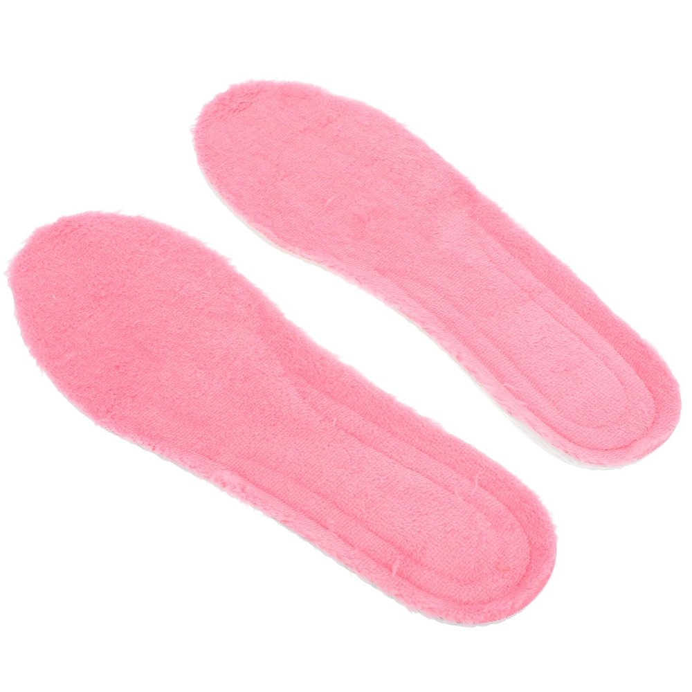 HOMSFOU Winter Warm Insoles for Women, Thick Fleece Shoe Inserts with Self-Heating Soft Cushion, Removable Pink Size 35-36 for Boots and Slippers