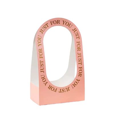 10Pcs Cardboard Flower Box with Handle Floral Gift Boxes with Handles Portable Bouquet Packaging for Florist (Light Pink)