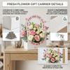 10Pcs Cardboard Flower Box with Handle Floral Gift Boxes with Handles Portable Bouquet Packaging for Florist (Light Pink) view 4