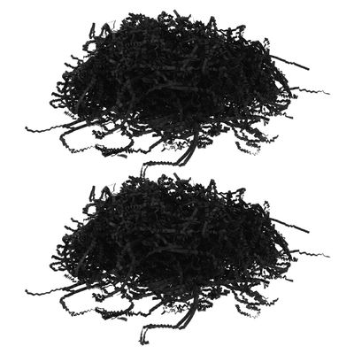 COLLBATH Crimped Shredded Paper 2pcs 100g Each Black Crinkle Cut Raffia Grass Cushion Paper for Boxes Basket Filling Birthday Wedding Holiday Wrapping
