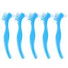 Uonlytech Dual Heads Denture Care Toothbrush 5pcs Blue Portable False Teeth Cleaning Brush for Home Oral Hygiene view 1