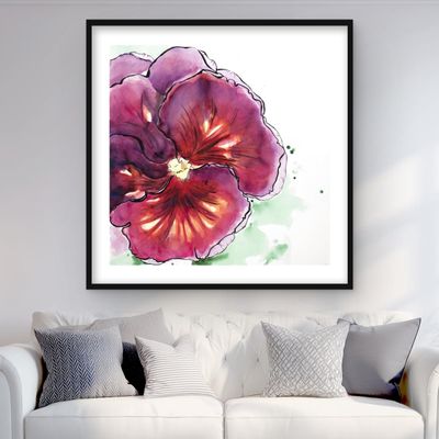 Begin Home Decor C1FM3636U7JEMI 36 x 36 in. Blossoming Orchid with Wavy Petals - Framed Botanical Print