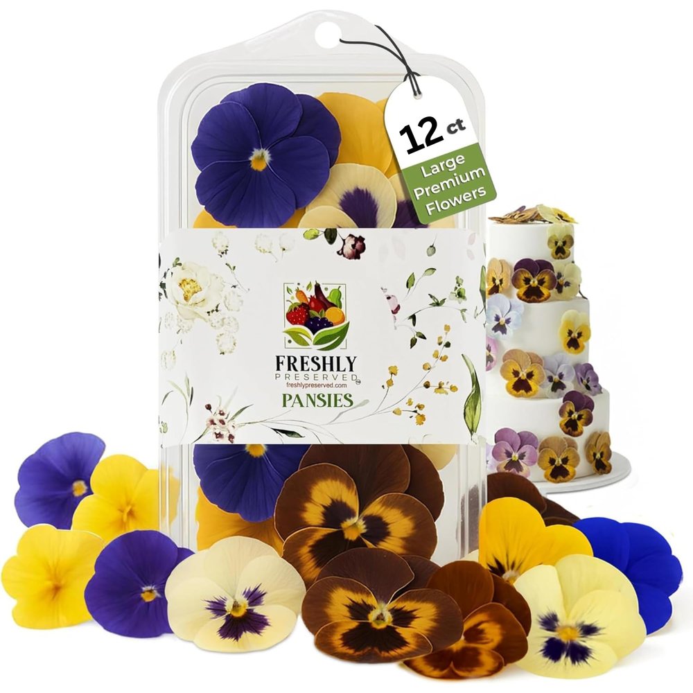 Freshly Preserved Small Pansy Freeze-Dried Edible Flowers - Dried Edible Flowers for Cakes Decoration, Drink Garnish, Cocktails, Resin Art & DIY Crafts - USA-Grown Whole Bloom - Set of 12 - 0.1 Oz