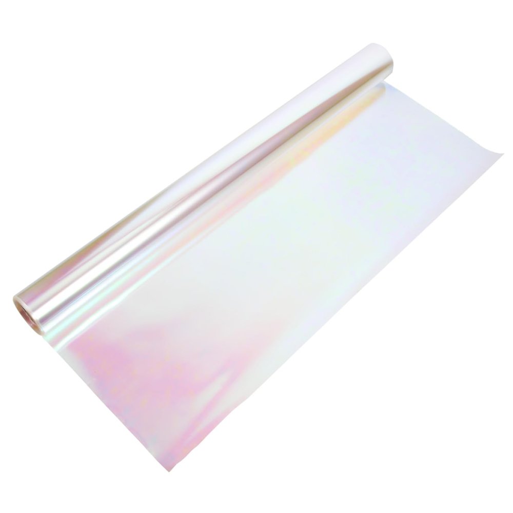 DIYEAH Iridescent Cellophane Flower Wrapping Paper Roll 5.8 Mil Thick 56cm X 9.1m Rainbow Bouquet Wrapping Material for Birthday Packaging and DIY Floral Crafts