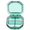 SOLUSTRE Portable Weekly Pill Organizer Small Medicine Box with 4 Green Compartments, Airtight Travel Pill Container for Purse, Medication Dispenser with Labels for Daily Use view 1