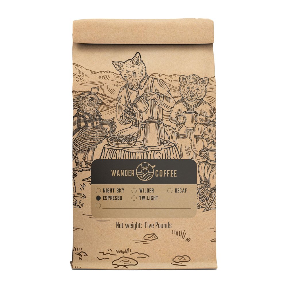 Wander Coffee Exclusive Espresso Blend Medium Roast Specialty Coffee Beans Guatemala Ethiopia Brazil Espresso Beans Whole Bean or Ground Milk Chocolate Caramel Syrup Tasting Notes Perfect for Espresso, Latte & Cappuccino