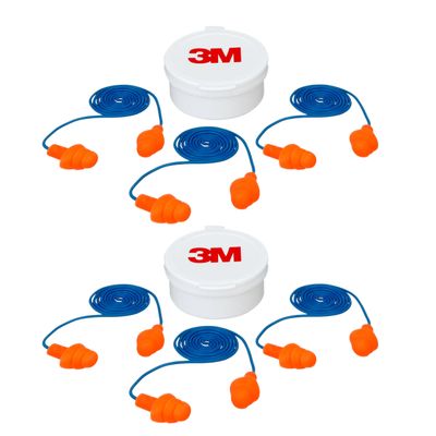 3M Corded Reusable Earplugs, 3 Pack, Noise Reduction Rating (NRR) 25 dB, Easy to Use & Insert, Pliable & Tri-Flange Design Enhances Comfort & Fit, Orange Ear Plugs (90716H3-DC), 3 Pair (Pack of 2)