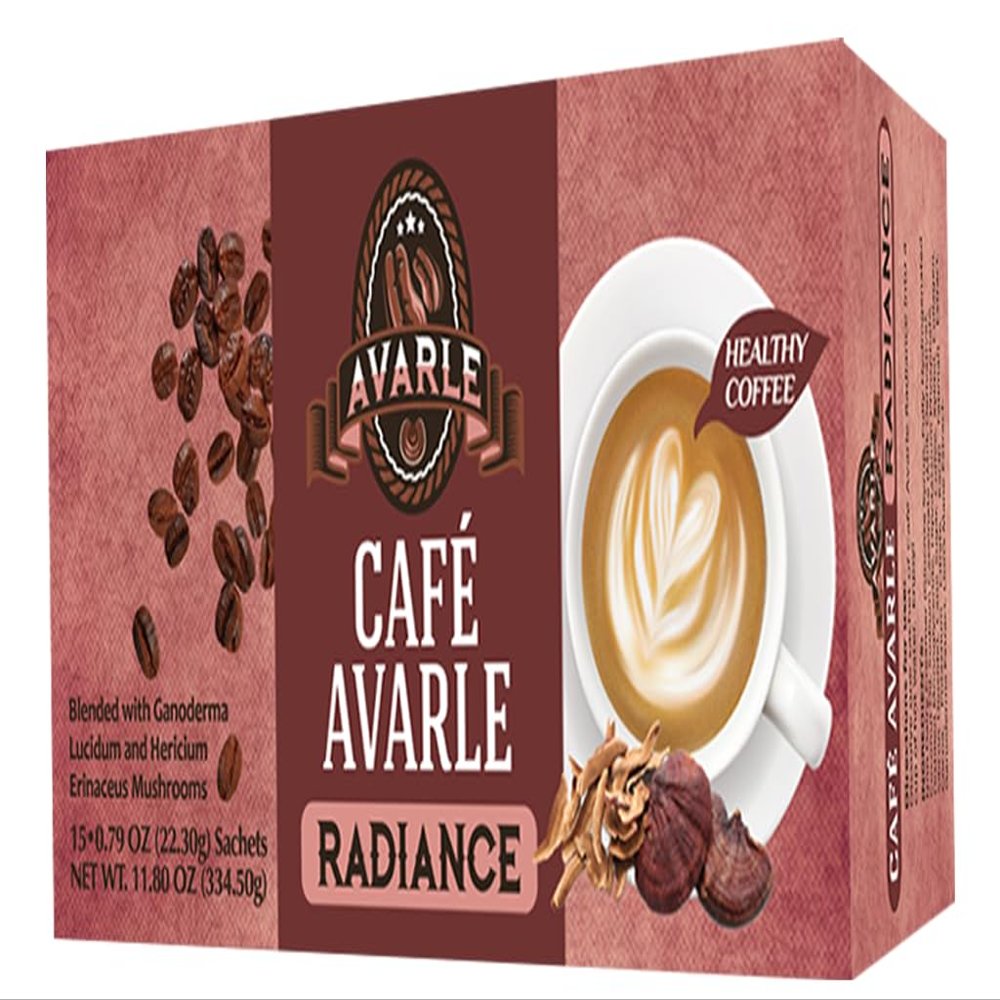 Caf Avarle Radiance Coffee with Collagen, Ganoderma, Lion's Mane, Kacip Fatimah - Creamer, Sugar, Xylitol (15 Pk/Box)