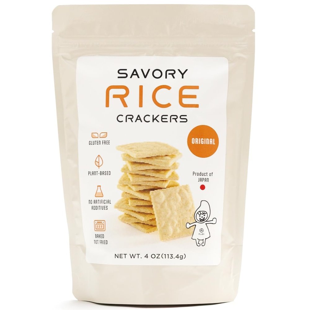 Nogi Savory Rice Crackers Gluten-Free Rice Bran Crackers | Plant-Based, Dairy-Free & Egg-Free Snack