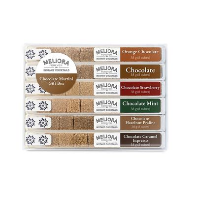 Meliora Forever Chocolate Martini Gift Box, Instant Cocktail Cubes, 6 Flavors - 8 Cubes per Flavor, 48 Cubes Total - Chocolate Gift Box