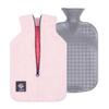 2.0L Fashy Hot Water Bottle with Barker Textiles 100% Wool Cover (Pink) Hot Water Bag with Zipper Cover view 1
