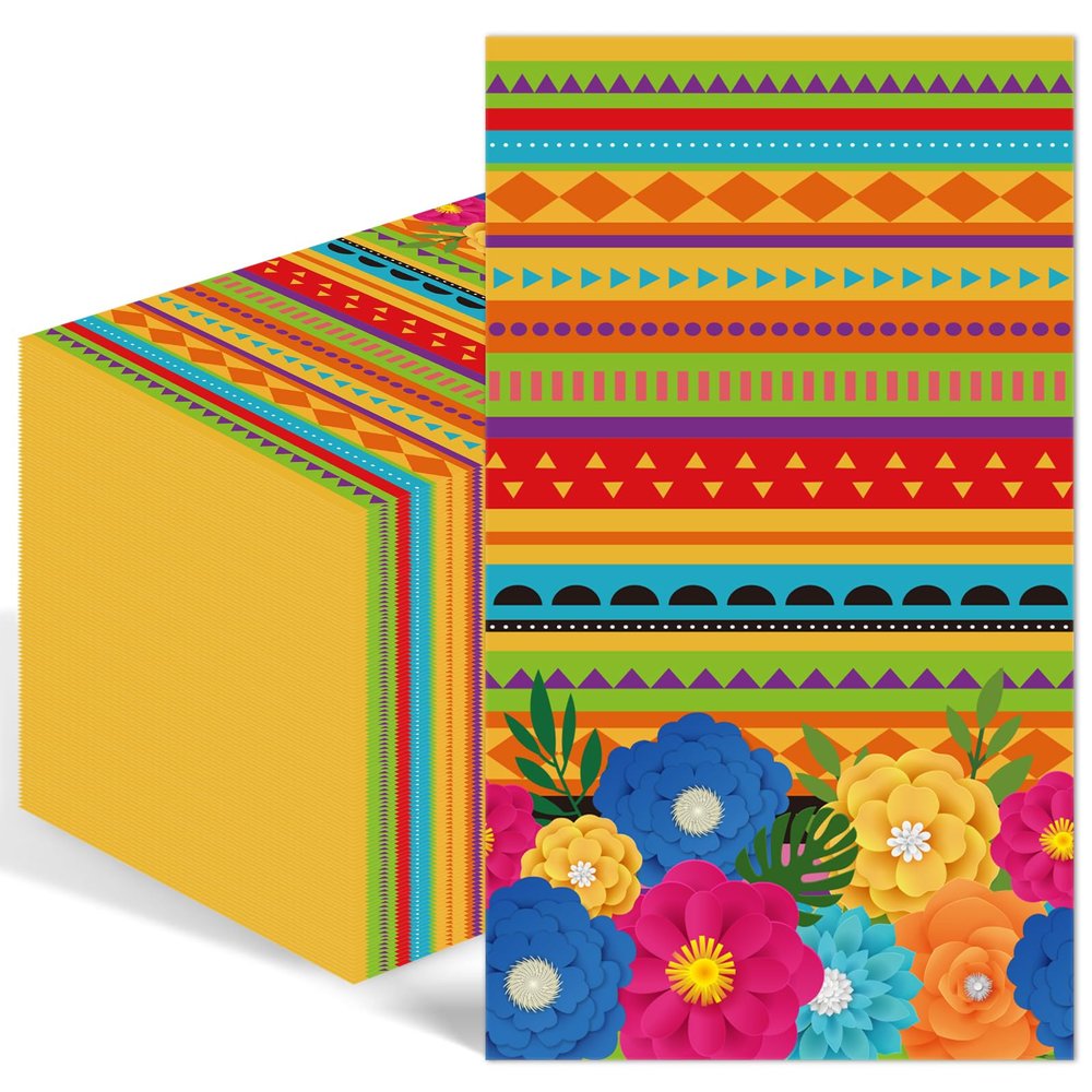100 Pcs Mexican Fiesta Napkins Mexican Themed Colorful Disposable Dinner Napkins for Cinco De Mayo Fiesta Taco Baby Shower Birthday Party Supplies