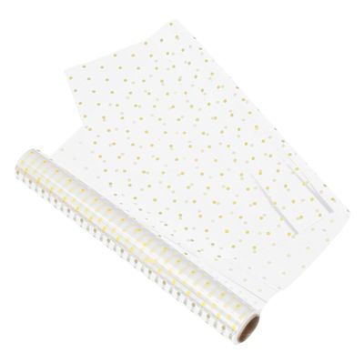 Healvian Flower Wrapping Film Roll 40cm X 30m Gold Dot Packaging Film Waterproof Floral Bouquet Wrap for Wrapping and DIY Flower Arrangement