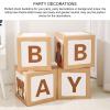 4pcs 11.81in Bear Themed Balloon Boxes, Gender Reveal Party Decorations with B A B Y Letters, Reusable Paperboard Centerpiece for Birthday and Baby Shower view 2