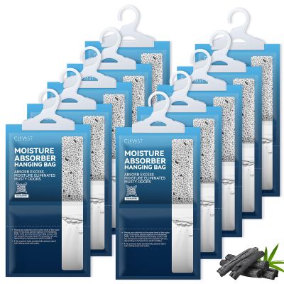 Moisture Absorbers Packets 10 Pack, Dehumidifier Bags for Closet, Unscented Hanging Humidity Absorber with Activated Charcoal in Wardrobes, Bedrooms, Bathrooms