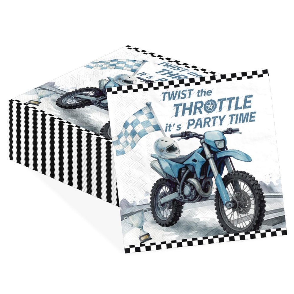 Greencian 50Pcs Dirt Bike Party Paper Napkins 6.5 x 6.5 inch 2 Ply
