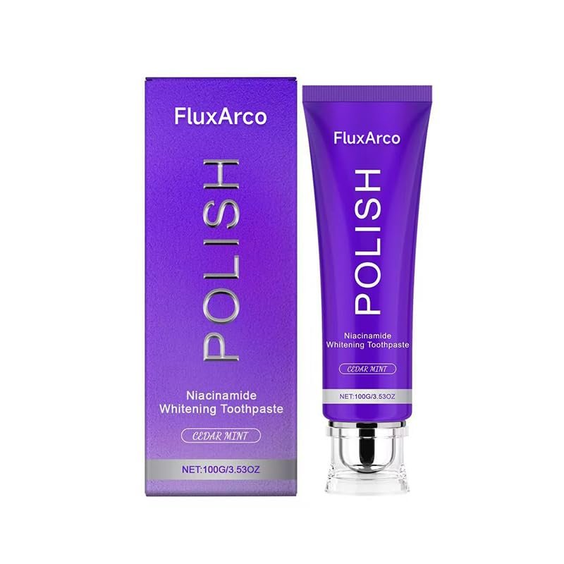 FluxArco Purple Whitening Toothpaste with Niacinamide | Whitening & Stain Removal | Brightens Teeth & Freshens Breath | 3.53 oz
