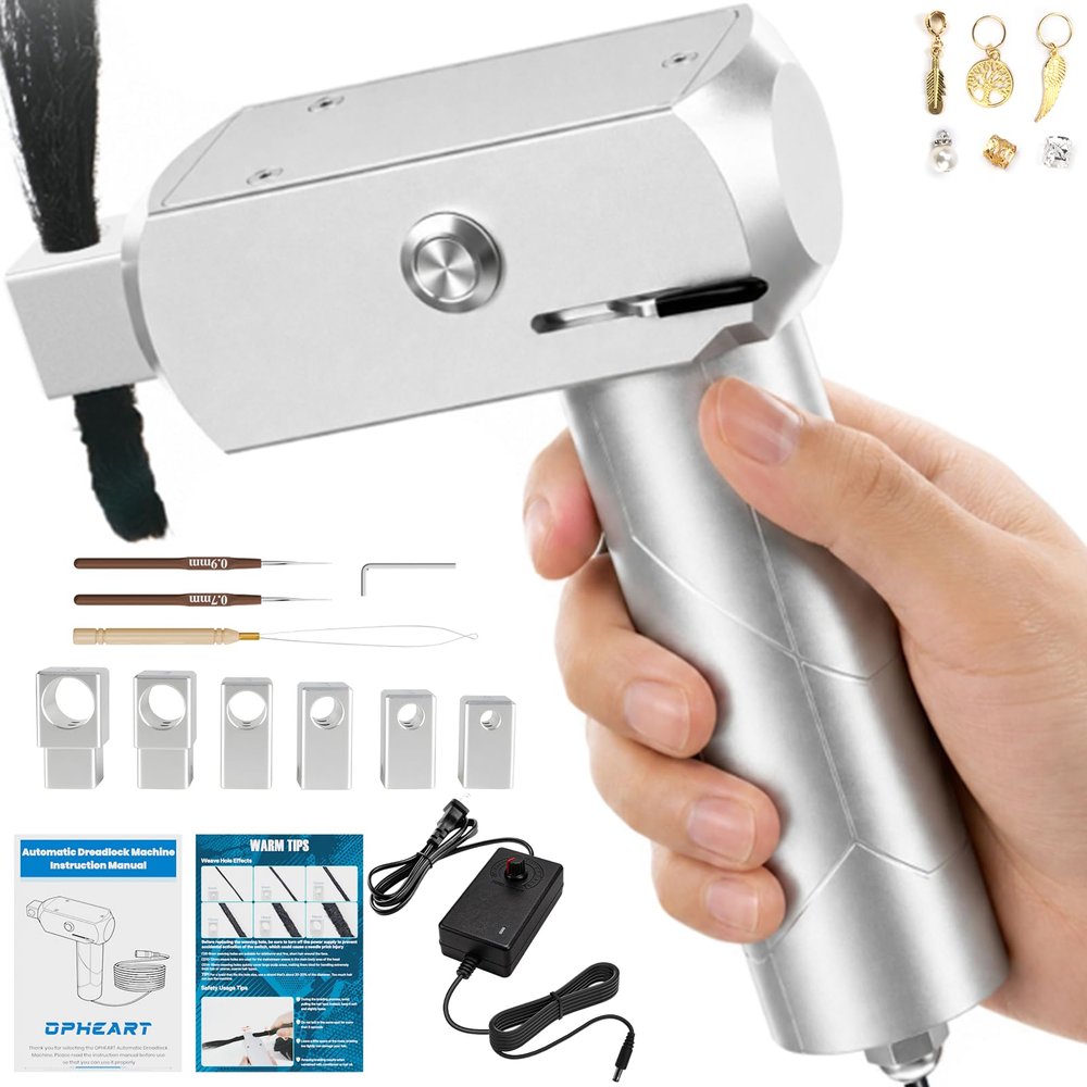 Dreadlock Machine with Manual Needle Retraction, Stepless Speed Loc Machine, 0-Heat Permanent Magnet Motor, Portable Electric Instant Loc Machine for Natural & Synthetic Hair, Safe DIY Dreadlock Maker