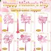 12 PCS Happy Mother's Day Cake Toppers, Mirror Acrylic Design Cupcake Picks With Butterfly Rose Lily for Birthday Party Supplies Cupcake Bouquet & Cake Decorations (Rose Gold) view 4