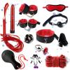 12pcs Nylon Set, Bedroom Training Set with Sleep Eye Mask and Feather Stick - D5 Red view 1
