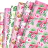 SunPhoenix Flamingo Wrapping Papers - 6 Sheets 27 x 20 Pink Summer Ahola Flamingo Gift Wrap Paper for Kids Girls Birthday Baby Shower Summer Hawaii Party Favors view 1