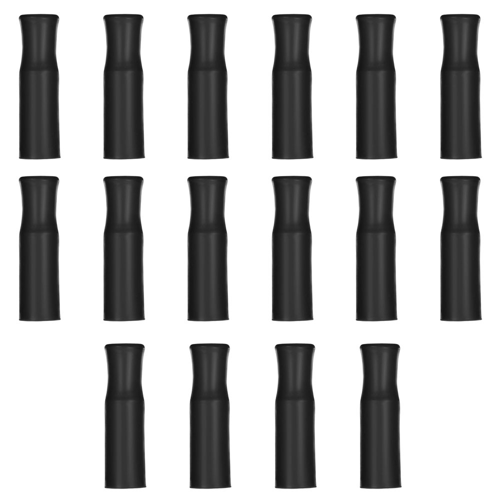 16 Pcs Silicone Tips for Metal Straws Reusable Silicone Straw Tips Metal Straw Tip Straws Covers Cap for 0.32" (8mm) Diameter Stainless Steel and Glass Strawes Black