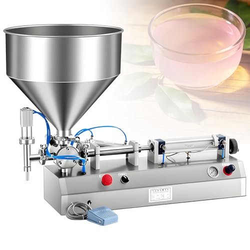 Hiedmeil Filling Machine, Manual/Automatic for Various Viscosities, 40L Large Hopper, Filling Error 1%, Paste Liquid Loading Pump, Volume 20-200ML