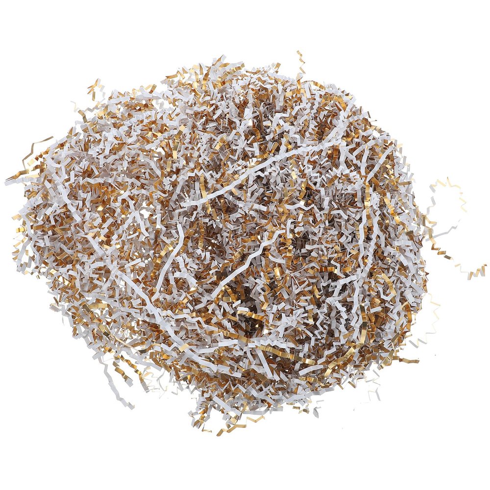 ARTIBETTER Gold and Silver Raffia Shredded Tissue Paper Filler, 5pcs 100g Each, Crinkle Cut Packaging Box Stuffing for Wrapping, Basket Filling, Party and Holiday Decoration