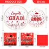 120 Pcs Graduation Plastic Plates,2026 White and Red Graduation Disposable Plates with Gold Rim for 30 Guests,30 Dinner Plates 10 inch & 30 Dessert Plates 7 inch Cocktail Napkins for Party,Holiday view 2