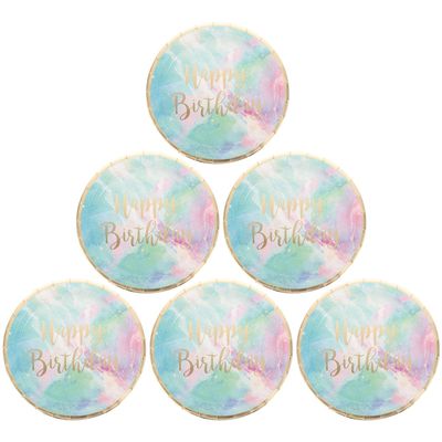 KICHOUSE Disposable Party Plates 10pcs 9-inch Paper round Plates Gradient Design Birthday Party Tableware for Holiday Dinner and Dessert Use