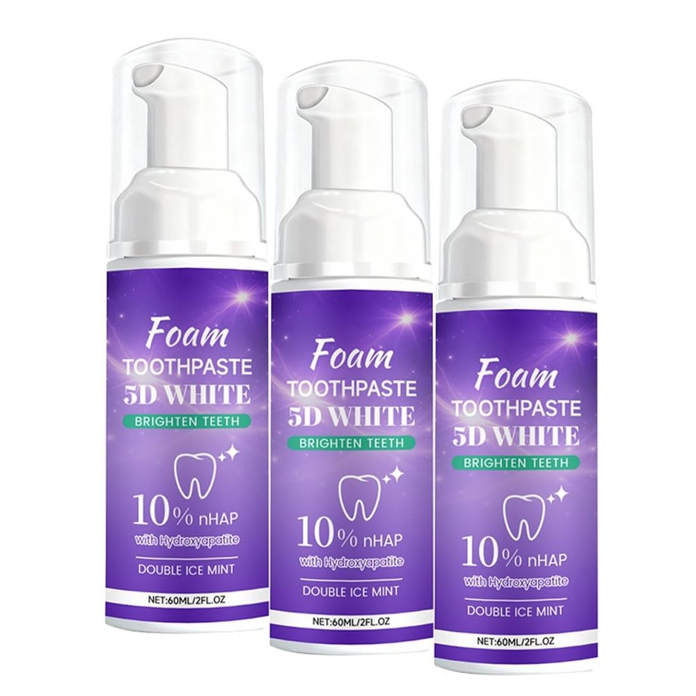5D Brightening Foam Toothpaste - Fresh Breath, Long-Lasting Comfort, Dense Mousse Foam, Easy Application, Daily Teeth Cleaning(3pcs)