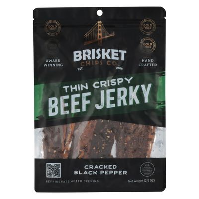 Brisket Chips Co. Cracked Black Pepper Brisket Chips, Crispy, High Protein, Beef (2.5oz)