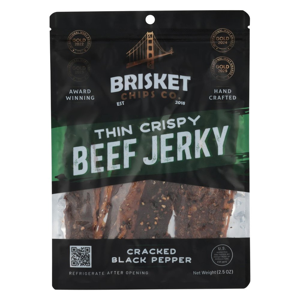 Brisket Chips Co. Cracked Black Pepper Brisket Chips, Crispy, High Protein, Beef (2.5oz)