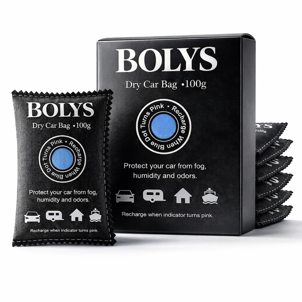 BOLYS Moisture Absorber for Car 8 Pack Reusable Silica Gel Bags (100g Each) Humidity & Odor Control for Car Interior, Closet, RV & Home
