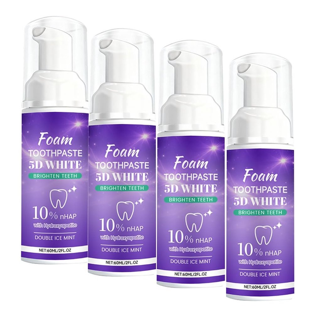 5D Brightening Foam Toothpaste - Fresh Breath, Long-Lasting Comfort, Dense Mousse Foam, Easy Application, Daily Teeth Cleaning(4pcs)
