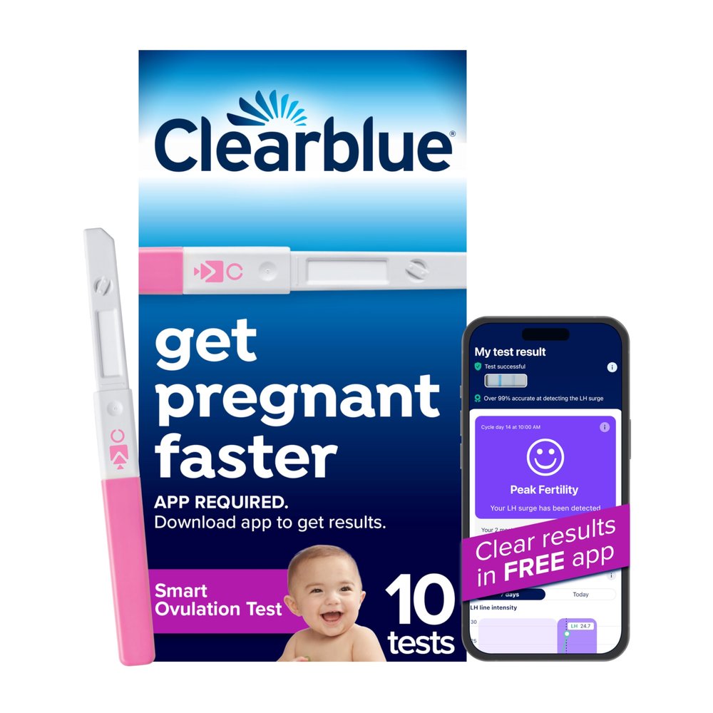 Clearblue Smart Ovulation Test - 10 Ovulation Tests. Identify & Track Your Fertile Days, Get Pregnant Faster, Accurate LH Test, Easy to Use at Home, Free Period Cycle Tracker App Required to use