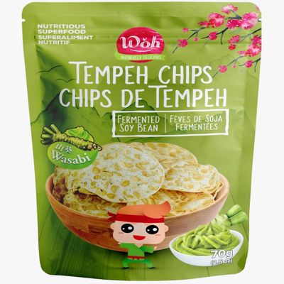 Woh Tempeh Chips Fermented Soy Bean Wasabi (Pack of 2)