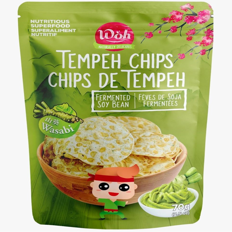 Woh Tempeh Chips Fermented Soy Bean Wasabi (Pack of 2)