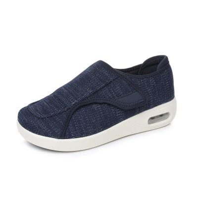 Diabetic Shoes for Men and Women, Slip-On Orthopedic Walking Shoes with Breathable Canvas Upper, Comfortable Lightweight Casual Shoes for Edema, Plantar Fasciitis, Wide Feet Blue