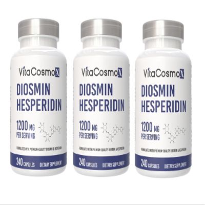 VitaCosmoX Diosmin Hesperidin 1200 mg Complex, 240 Capsules, Citrus Bioflavonoids Rich Fruit Extract, 100% Vegetarian, Non-GMO & Gluten Free (240 Count (Pack of 3))