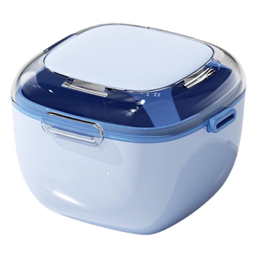 Denture Bath Case - Cleaning Cup for Retainers with Strainer Basket | Abs and Pp Material with Leak-Proof Lid, Portable Mouth Guard Container for Home Offices Car Travel Blue