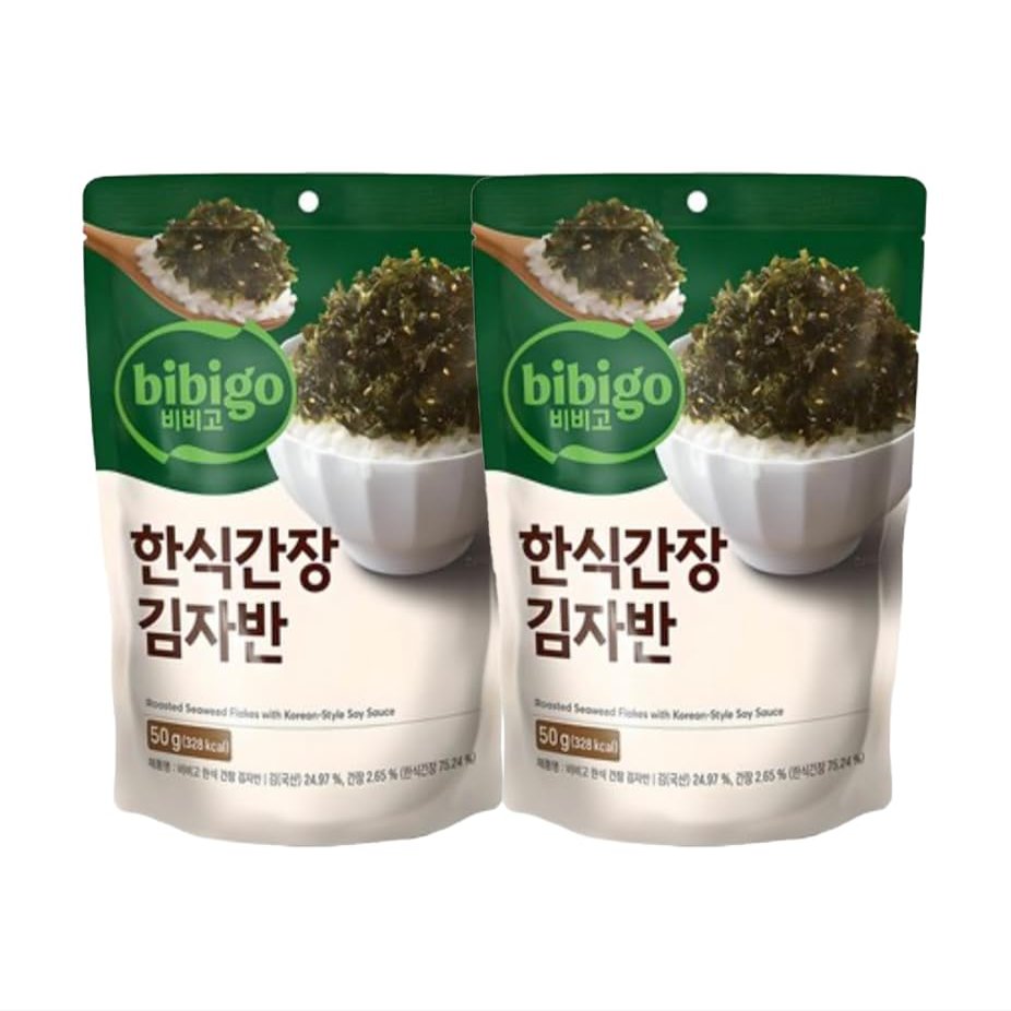 Korean-Style Soy Sauce Roasted Seaweed Flakes 50g (1.76oz) x 2 Packs Crispy Texture, Savory Flavor, Perfect Over Rice or On-the-Go Meals