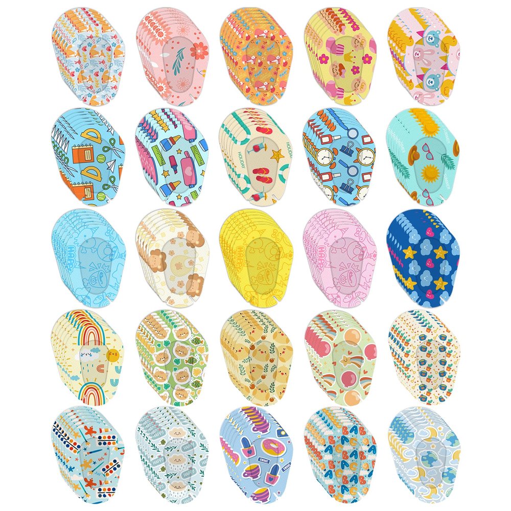 150 Pcs Adhesive Eye Patches for Kids Disposable Breathable Eyepatch for Amblyopia Lazy Eye 25 Styles Colorful Breathable Adhesive Bandages for Adults (Style-C)