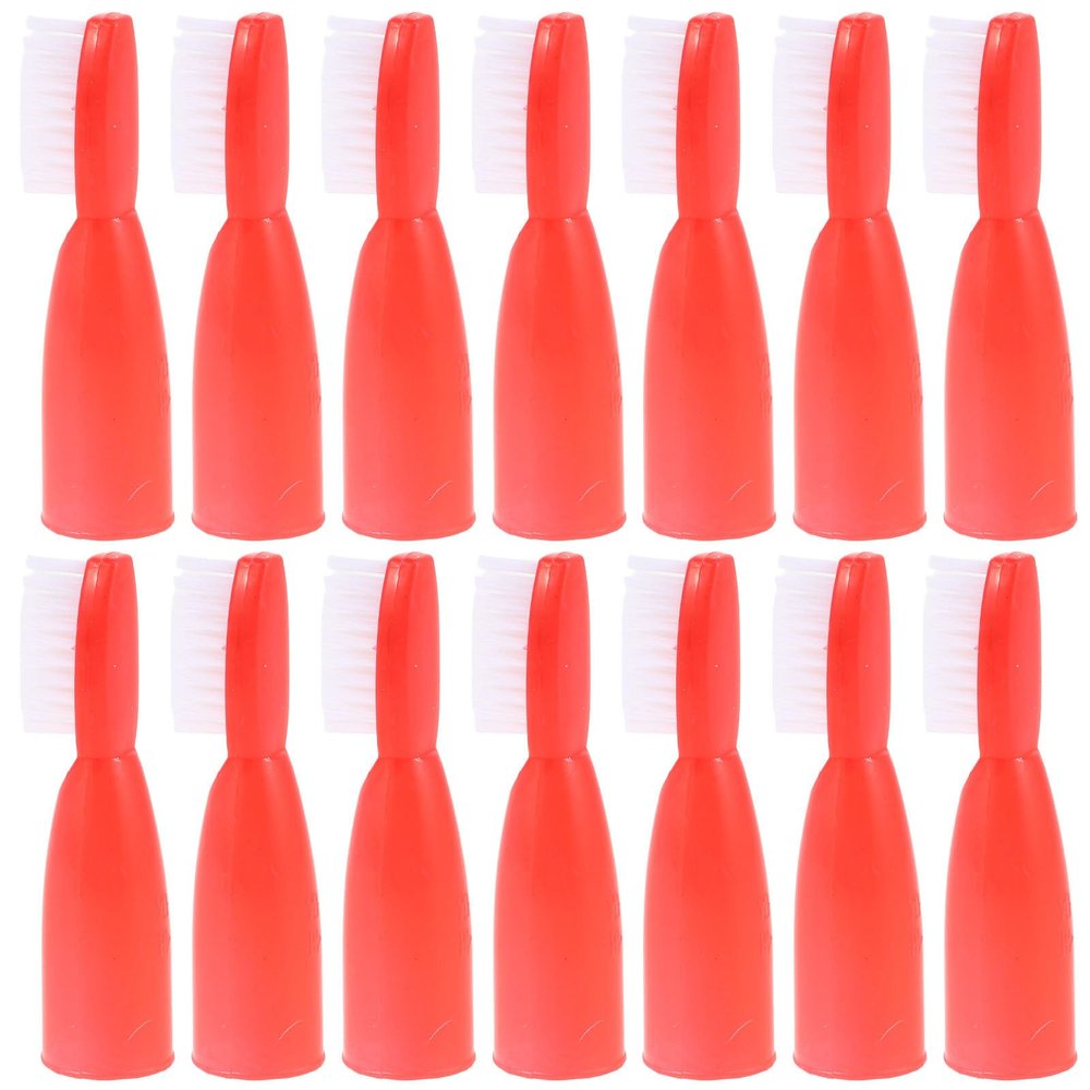 OSALADI 20pcs Red Mini Finger Toothbrushes Small Soft Bristle Portable Prison Oral Care Supplies for Detention and Mental Health Facilities