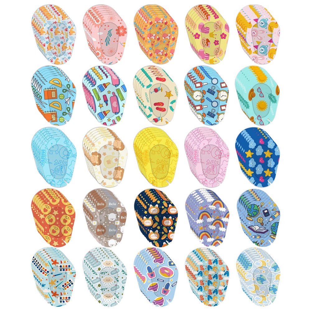 150 Pcs Adhesive Eye Patches for Kids Disposable Breathable Eyepatch for Amblyopia Lazy Eye 25 Styles Colorful Breathable Adhesive Bandages for Adults (Style-B)