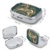 Round Pill Box Hand Drawn Horse Pill Case for Purse & Pocket 2 Compartment Medicine Pill Organizer Portable Travel Pillbox Medicine Vitamin Cod Liver Oil Storage Box view 2